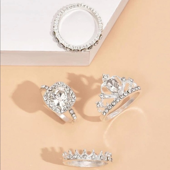 Royal Princess Crown Bling silver ring set - Picture 6 of 10